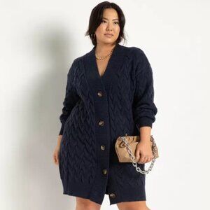 Eloquii Novelty Stitch Cardigan Sweater Dress | 14/16